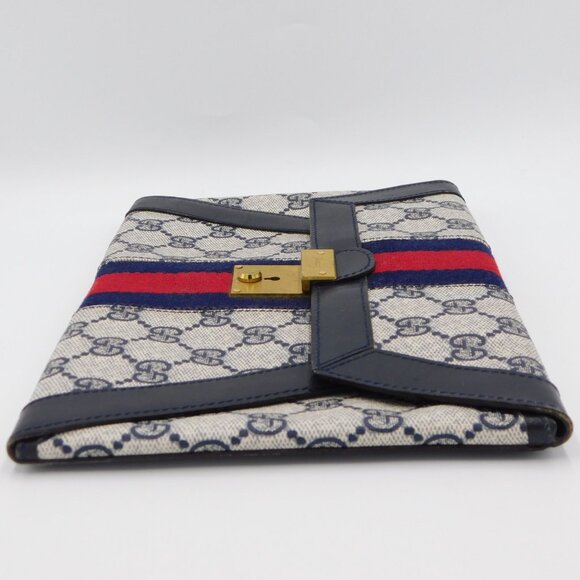 Gucci Foldover Guccissima Envelope Clutch | Vintage | Leather Trim | VGUC - Picture 8 of 14
